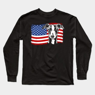 Proud Whippet American Flag patriotic dog Long Sleeve T-Shirt